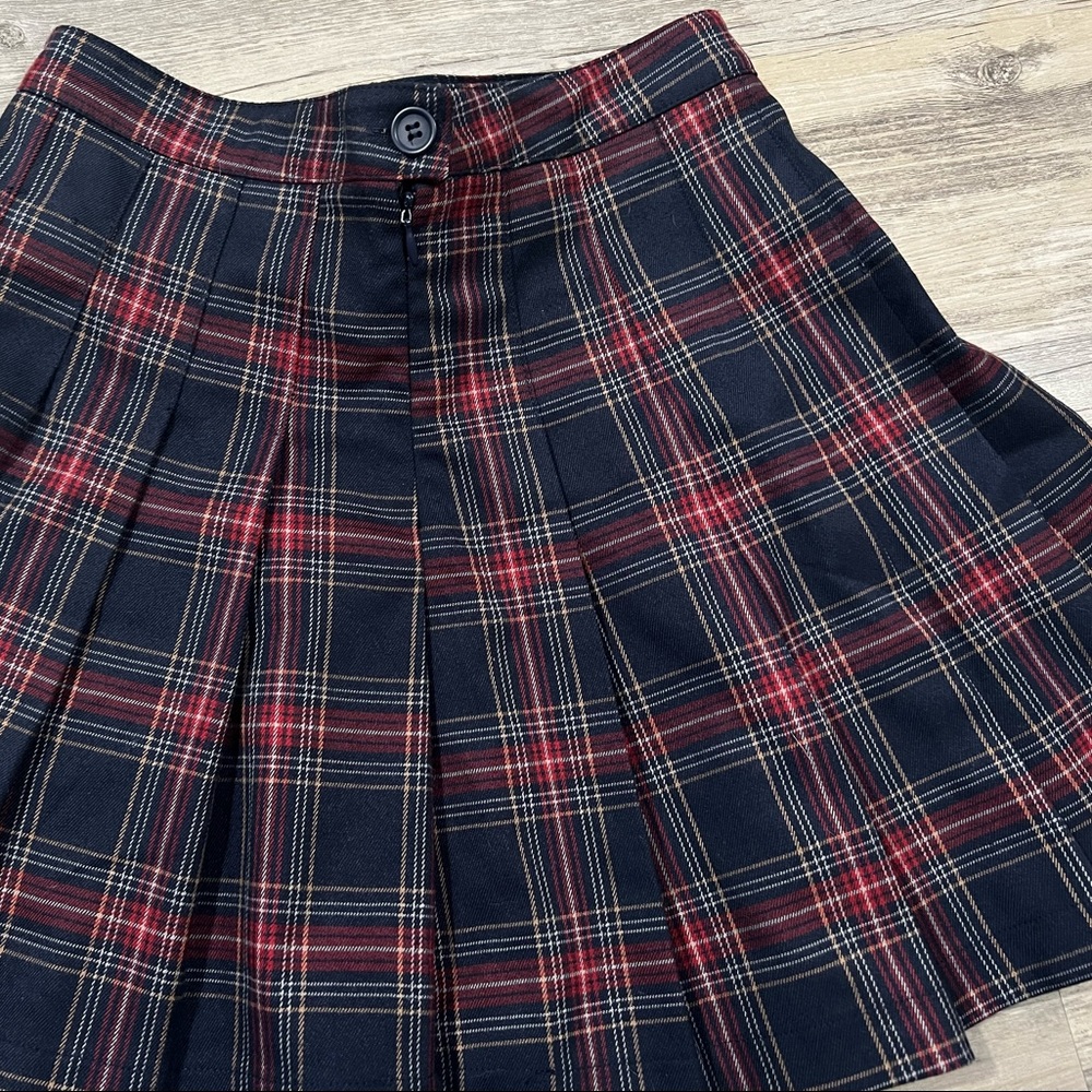Pleated Plaid Mini Skirt